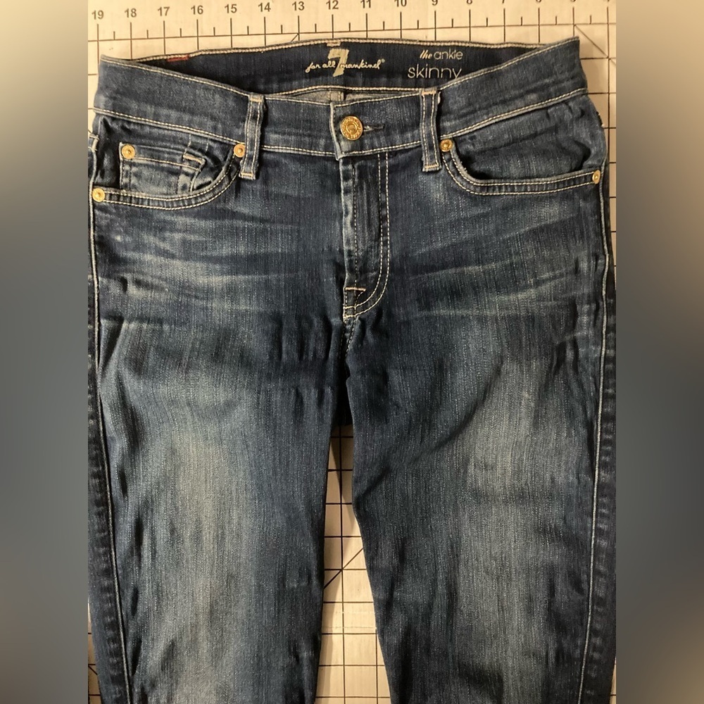7 For‎ All Mankind Women’s Size 27 Blue Ankle Skinny Jeans - Picture 3 of 9